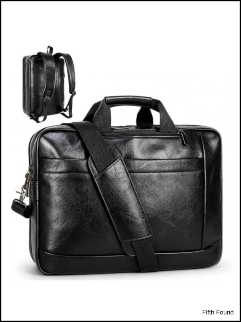 Faux Leather Convertible Messenger Backpack for Men, 17.3" Laptop